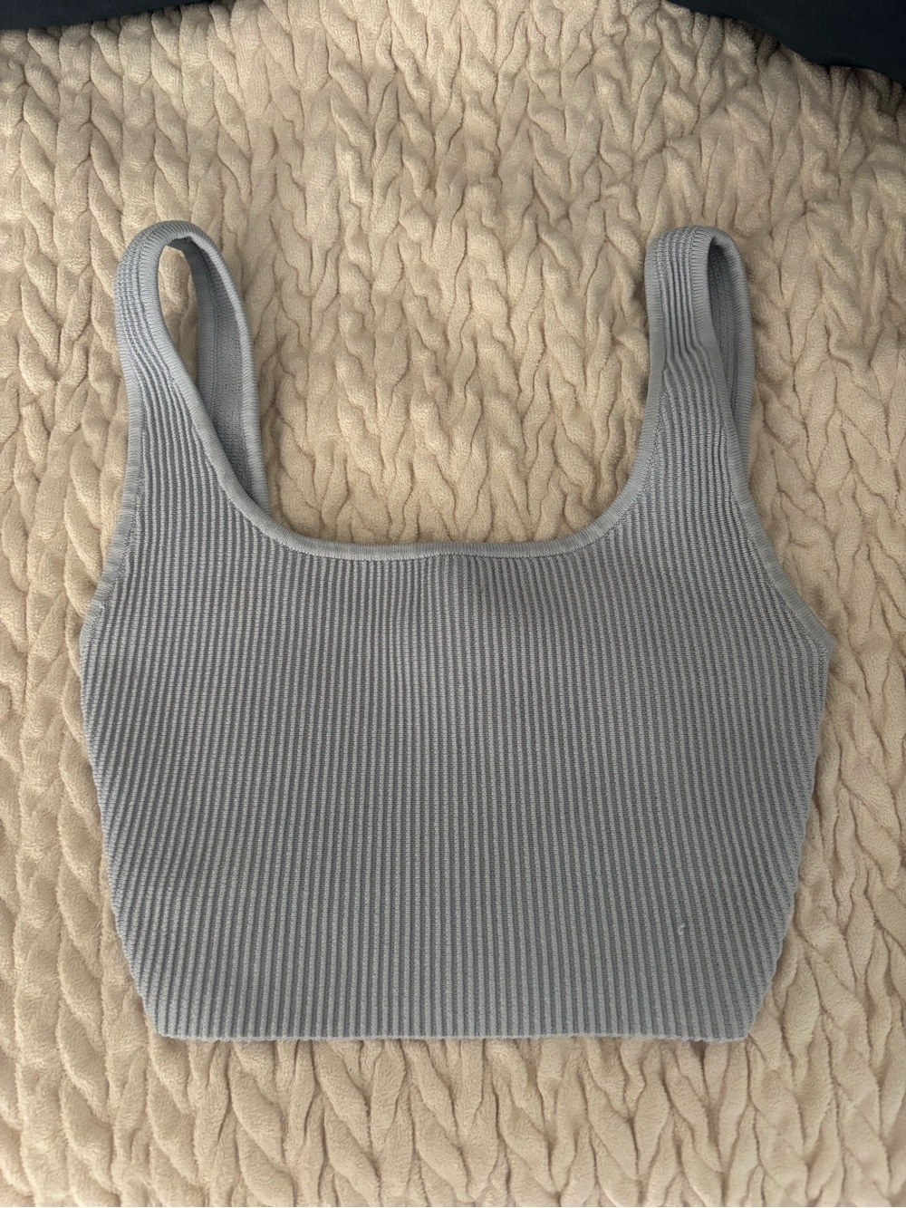 Babaton Sculpt Knit Ribbed Square-Neck Cropped Tank - Light Blue
